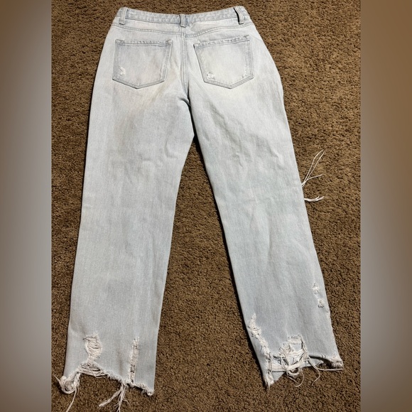 Flying Monkey Light Blue Distressed Straight Leg Jeans 27 - Picture 2 of 5